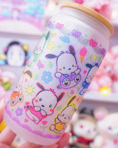 Kawaii White Dog Glasscan Cup 16oz [Made to Order]
