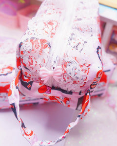 Red Bunny Switch Pouch Bag With Lace