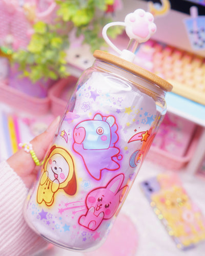 Kawaii KPop Characters Glasscan Cup 16oz [Made to Order]