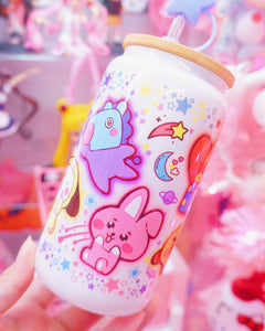 Kawaii KPop Characters Glasscan Cup 16oz [Made to Order]