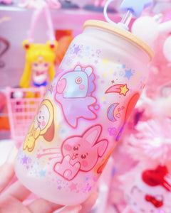 Kawaii KPop Characters Glasscan Cup 16oz [Made to Order]