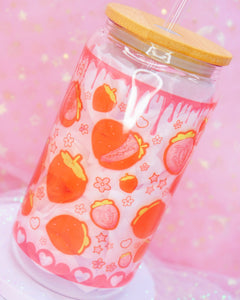 Strawberry Glass Can 16oz