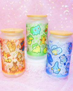 Pokemon Starters Glass Can 16oz  [Made to Order]