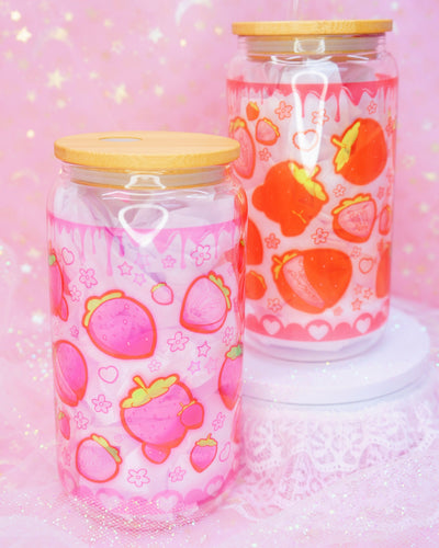 Strawberry Glass Can 16oz