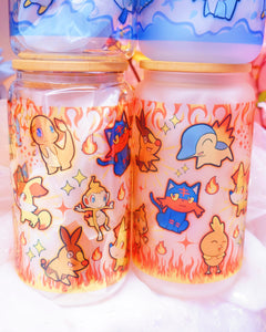 Pokemon Starters Glass Can 16oz  [Made to Order]