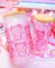 Load image into Gallery viewer, Pink Kuma Sakura Glasscan Cup 16oz [Made to Order]