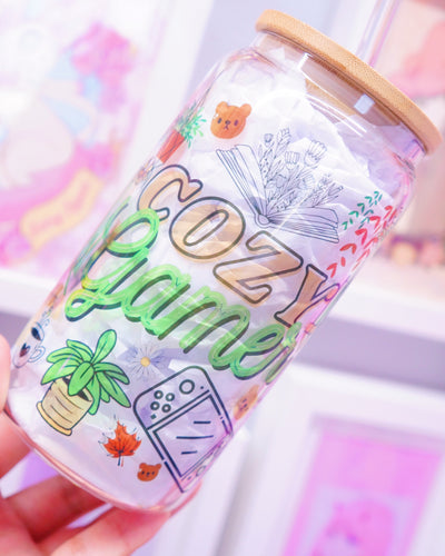 Cozy Gamer Glass Can 16oz
