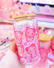 Load image into Gallery viewer, Pink Kuma Sakura Glasscan Cup 16oz [Made to Order]