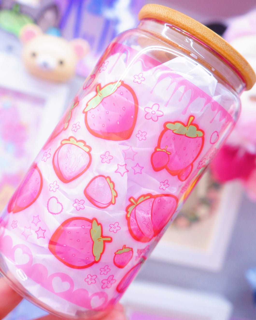 Strawberry Glass Can 16oz