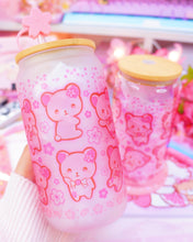 Load image into Gallery viewer, Pink Kuma Sakura Glasscan Cup 16oz [Made to Order]